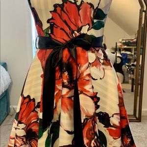 Beautiful tank style knit circle dress with satin belt